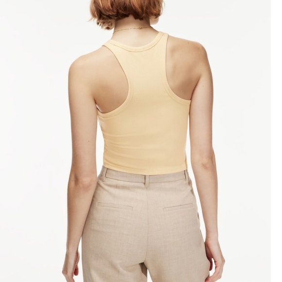 NWOT Aritzia Wilfred Heli Tank Ribbed racerback tank Butter Yellow Pastel Sz 2XL - Picture 5 of 14